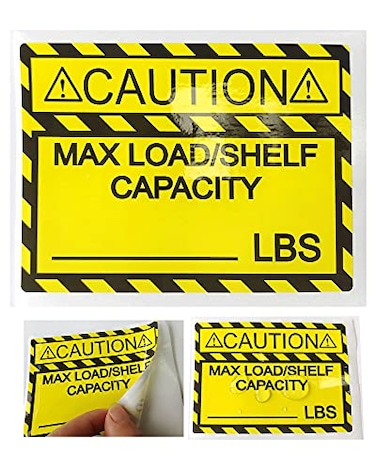 Well Tile Pallet Rack Capacity Labels 34 Inch Caution MAX LoadShelf LBS Warning Stickers 25 PcsPack Industrial Strength Sticker for Warehouse Safety