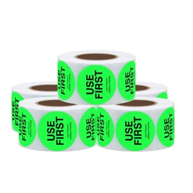 hycodest Hycodest 500 Pcs 15 Use First Stickers Food Service Sticker Food Labels Disposable Lable 5 Rolls Fluorescent Green