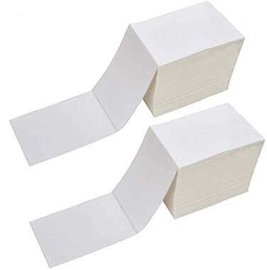 Immuson Fanfold 4 x 6 Direct Thermal Shipping Labels with Perforations 2000 Labels 1000 LabelsStack Permanent Adhesive White Mailing Labels for Zebra Thermal Printer 2 Stacks