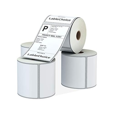 LabelChoice 4 Rolls 450 Labels 4x6 3Proof Direct Thermal Shipping Labels Used with Zebra 2844 ZP450 ZP505 ZP500 GK420D GX420 Rollo MUNBYN 1 Core Permanent Adhesive Sticker Label Made for FedEx UPS