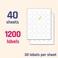 TownStix 40 Sheets 15 inch Round Circle Labels White Printable Stickers for LaserInkjet Printers 85 x 11 inch Letter Sheets