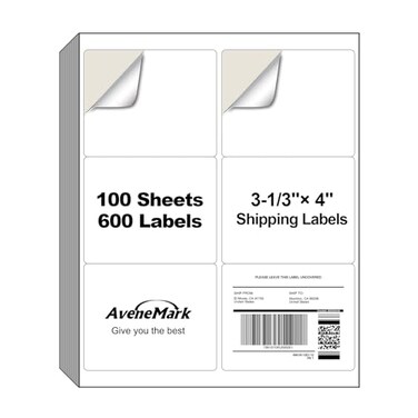 AveneMark 100 Sheets 600 Labels Shipping Address Labels 6 up 313 x 4 Quick to Peel Stickers Paper for Laser Inkjet Printers Printable Mailing Labels Stickers 6 Labels per Page Sheet