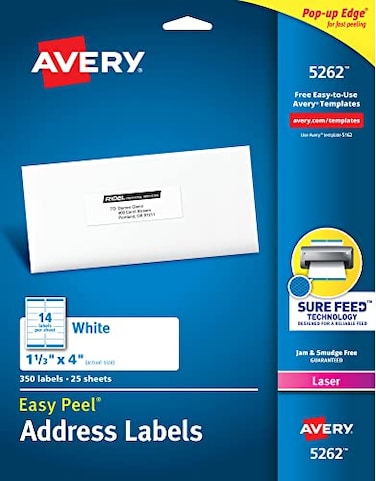 Avery Easy Peel Printable Address Labels with Sure Feed 113 x 4 White 350 Blank Mailing Labels 05262