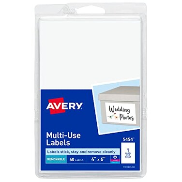 Avery Removable Labels 4 x 6 Blank Labels LaserInkjet Printable 40 per Pack 5454