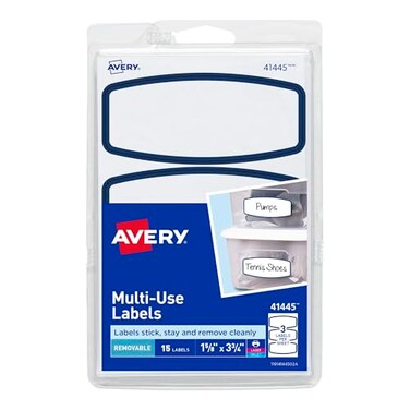 Avery Removable MultiUse Labels Blue Border 375 x 1625 Inches Pack of 15 41445