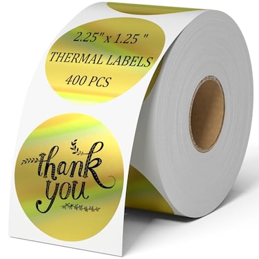 BESTIKER 2 Inch Circle Holographic Thermal Sticker Labels Gold 400pcs Printable Round Thermal Printer Stickers Waterproof SelfAdhesive Labels for Small Business Logo DesignThanks Card