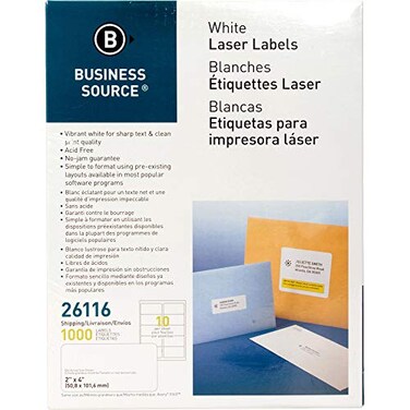 Business Source Bright White PremiumQuality Shipping Labels 1000pk