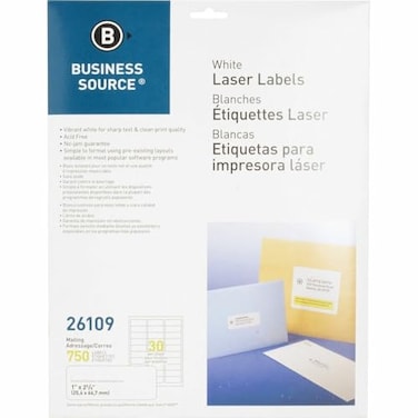Business Source White Laser Mailing Labels Pack of 750 BSN26109