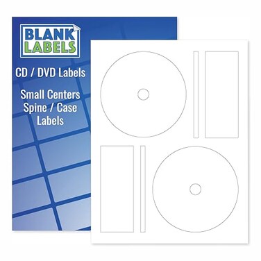 Blank Labels CDDVD Label Full Face Qty 200 Disc 400 Spine 100 Sheets Total Permanent White Matte Inkjet Laser Compatible Customizable Printable Blank Label