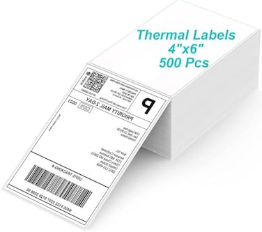 Coopaty Direct Thermal Labels 4x6 Thermal Shipping Labels 1000 Labels Fanfold Thermal Label Printer Paper Compatible with Zebra and Rollo 500 LabelsStack 2 Stacks