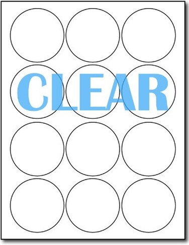 Desktop Publishing Crystal Clear Labels for Laser Printers 25 Round 12 per Sheet 10 Sheets 120 Circular Labels