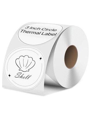 iEager 3 Inch Circle Thermal Sticker Labels SelfAdhesive Round Direct Thermal Label MultiPurpose Roll Thermal Stickers 500 Labels White