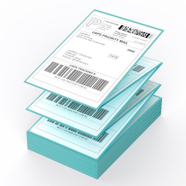 LabelMore 250 Labels Fanfold 4 x 6 Thermal Labels Shipping Labels with Perforated Lines for Thermal Printer Permanent Adhesive Commercial Grade