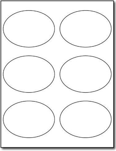 Desktop Publishing Large Oval Glossy Labels 3 78 x 2 34 White Adhesive Stickers Printable with InkjetLaser Printers 10 Sheets 60 Labels