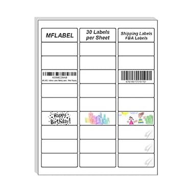 MFLABEL 1 x 258 Address Labels for Laser Inkjet Printers 1500 White Shipping Stickers50Sheets30Sheet48 Free Fragile Stickers Easy to PeelMailing Labels for Packages Shipping