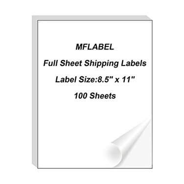 MFLABEL 100Pack Full Sheet Labels 85 x 11 Matte White LaserInkjet Printer Shipping Labels wStrong Permanent Adhesive 12 Free Fragile Stickers