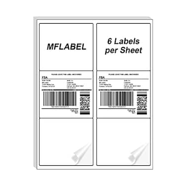 MFLABEL 313 x 4 FBA Shipping Labels 6UP on 85x11 Sheet 50 Sheets 300 Labels Easy to Peel PopOut Design for Laser Inkjet Printers Address Labels for Amazon FBA UPS FedEx