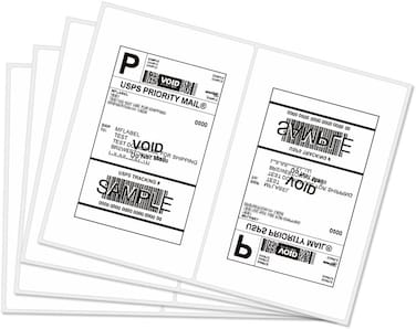 MFLABEL Half Sheet Shipping Labels 2UP 300 Labels 85x55 Round Corner LaserInkjet Labels for FedEx UPS Amazon FBA Strong Adhesion Corrugated Box Labels