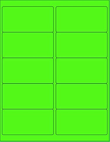 NextDayLabels 812 x 11 Neon Color High Light Fluorescent Labels for Laser Inkjet Printer Green Fluorescent 4 x 210 Per Page 250 Labels