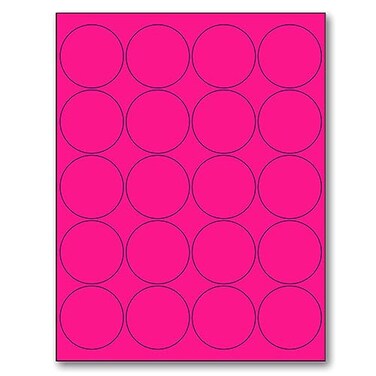 NextDayLabels 812 x 11 Neon Color High Light Fluorescent Labels for Laser Inkjet Printer Pink Fluorescent 2 Round 20 Per Page 500 Labels