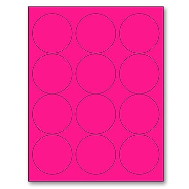 NextDayLabels 812 x 11 Neon Color High Light Fluorescent Labels for Laser Inkjet Printer Pink Fluorescent 25 Round 12 Per Page 300 Labels