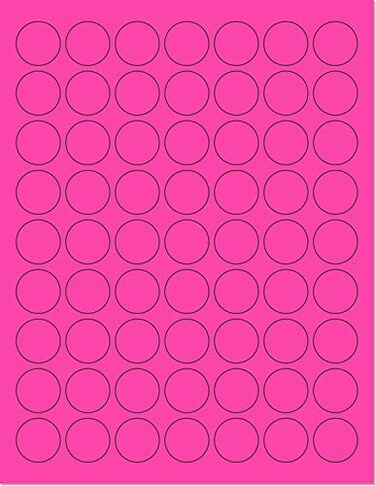 NextDayLabels Pack of 100 Sheets 812 x 11 Fluorescent Labels for Laser Inkjet Printer Pink Fluorescent 1 Round 63 per Page 6300 Labels
