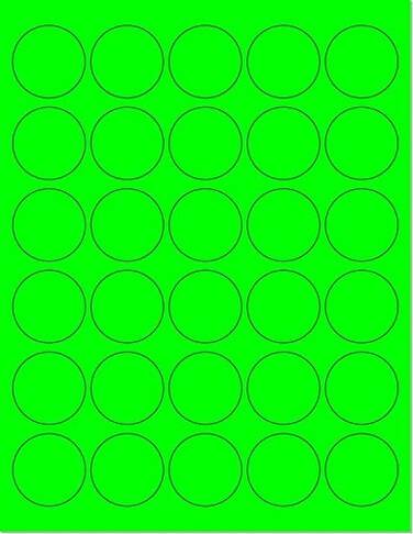 NextDayLabels Pack of 25 Sheets 812 x 11 Fluorescent Labels for Laser Inkjet Printer Green Fluorescent 15 Round 30 per Page 750 Labels
