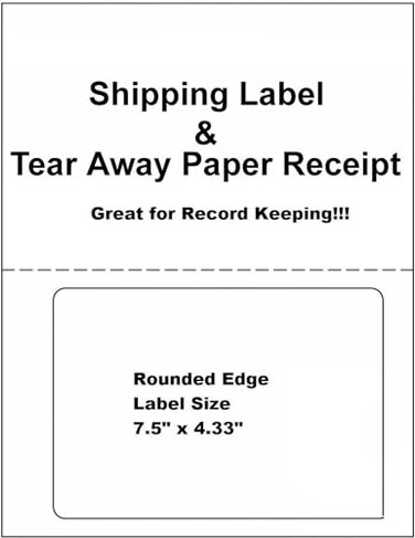 BESTeck ProLine Compatible Labels for Click Ship PayPalEbay USPS Labels with Paper Receipts for LaserInk Jet Shipping Built in Tear Off Receipts 100 Sheets