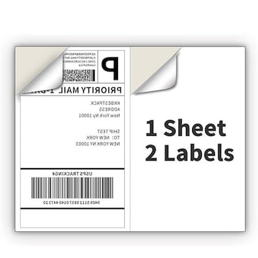 Coopaty Shipping Label 2 per Sheet 85 x 55 Mailing Labels for Laser and Inkjet Printers Half Page Self Adhesive Sticker Labels for Packages100 Sheets 200 Labels