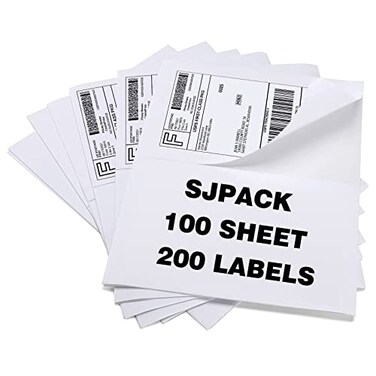 SJPACK 100 Half Sheet Shipping Labels 512 X 812 Address Blank Labels LaserInk Jet
