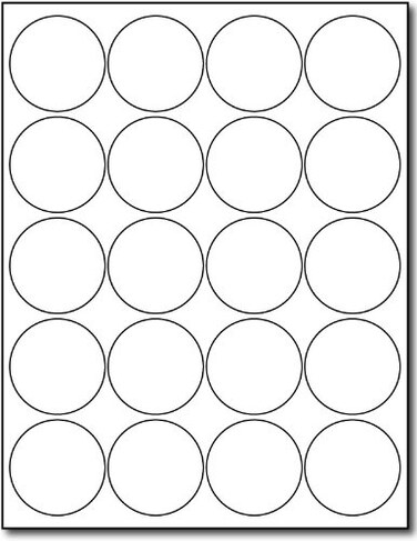 Desktop Publishing White 2 Round Circle Labels 20 Labels Per Sheet for Inkjet Laser Printers 25 Sheets 500 Labels