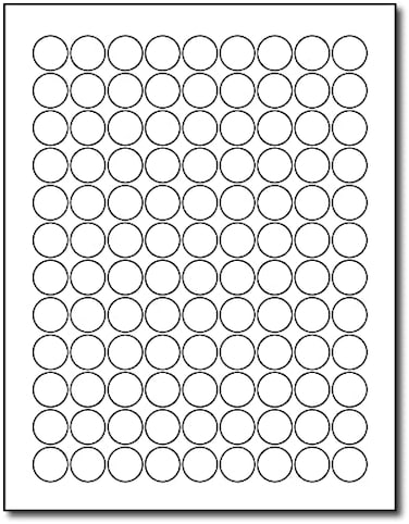 Desktop Publishing White 34 Round Circle Labels 108 Labels Per Sheet for Inkjet Laser Printers 25 Sheets 2700 Labels