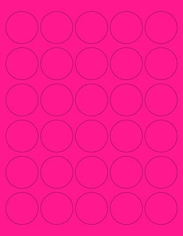 NextDayLabels 812 x 11 Neon Color High Light Fluorescent Labels for Laser Inkjet Printer Pink Fluorescent 15 Round 30 Per Page 750 Labels