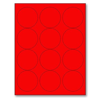 NextDayLabels 812 x 11 Neon Color High Light Fluorescent Labels for Laser Inkjet Printer RED Fluorescent 25 Round 12 Per Page 300 Labels