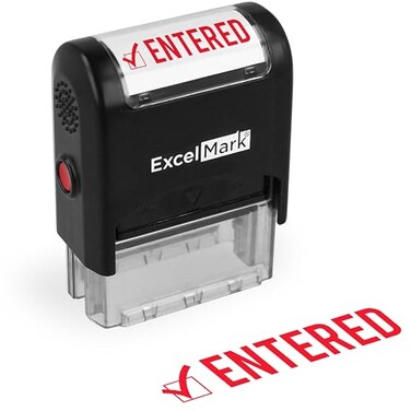 ExcelMark Entered Stamp SelfInking Rubber Stamp Red Ink for Office Use Ideal for Efficient Document Management with Entered Stamps Perfect for Professional Settings