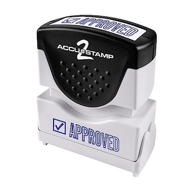 AccuStamp 2 PreInked Message Stamp Approved 12 x 1 58 Blue