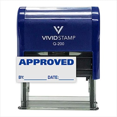 Vivid Stamp Approved wby Date Line SelfInking Office Rubber Stamp Blue Medium