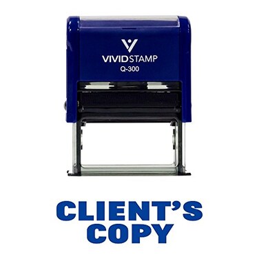 Pacific Stamp Clients Copy SelfInking Office Rubber Stamp Blue Large