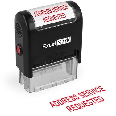 ExcelMark Address Service Requested Self Inking Rubber Stamp Red Ink 42A1539WEBR