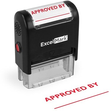 ExcelMark Approved by SelfInking Rubber Stamp A1539 Red Ink
