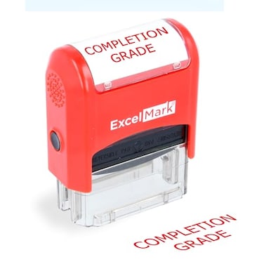 ExcelMark Completion Grade SelfInking TwoColor Rubber Teacher Stamp Perfect for Grading Homework Red and Blue Ink