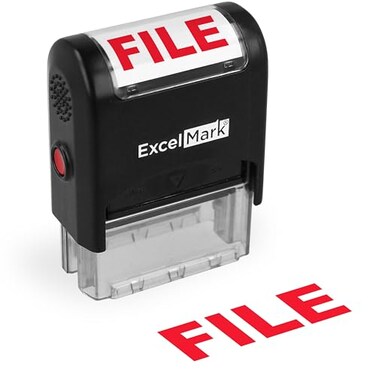 ExcelMark File SelfInking Rubber Office Stamp Red Ink