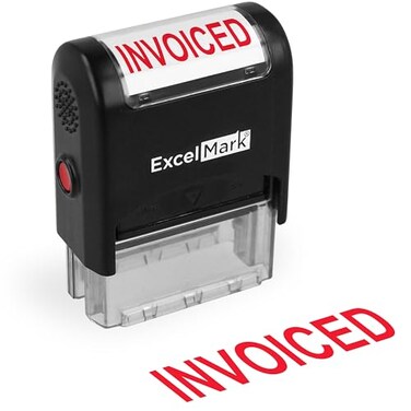 ExcelMark INVOICED Self Inking Rubber Stamp Red Ink