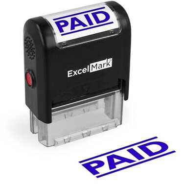 ExcelMark Paid SelfInking Rubber Stamp Blue Ink A1539