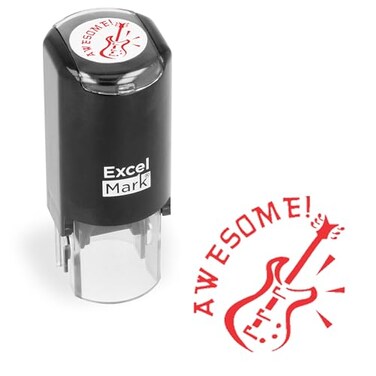 ExcelMark Round Teacher Stamp Awesome RED Ink