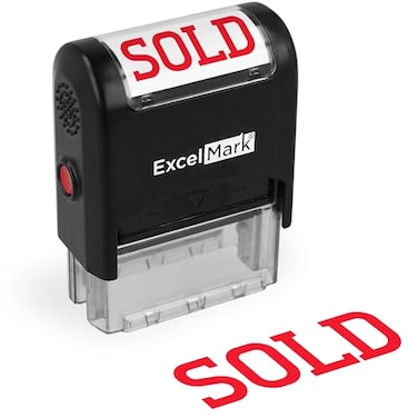 ExcelMark Sold Self Inking Rubber Stamp Red Ink A1539