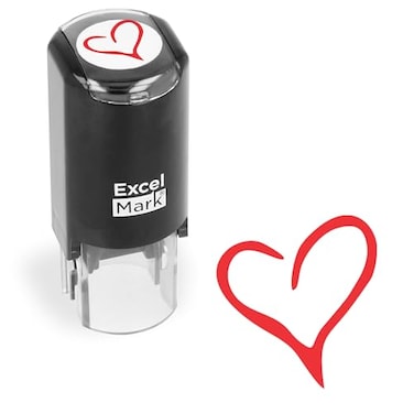 ExcelMark Valentines Day Rubber Stamp Heart Stamp Red Ink