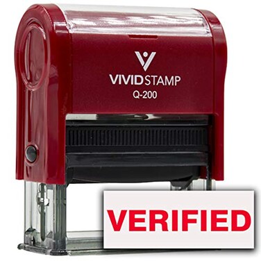 Vivid Stamp Verified Self Inking Rubber Stamp Red Ink Medium