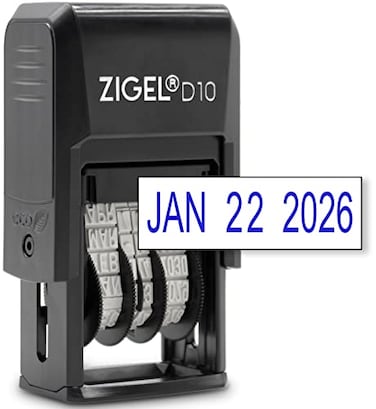 ZIGEL D10 Office Date Stamp Self Inking Date Stamp Blue