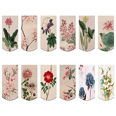 Frclona 12PCS Magnetic Bookmarks Magnet Page Markers Page Clips Assorted Book Markers Set with Exquisite Pattern Bookmarks for Women Students and Book LoversFloral Style